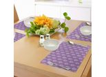 Tovagliette Abakuhaus Hamsa, Simboli Mistici Mediorientali Degli Occhi Riccioluti E Dei Fiori, Tiscjdeco In Tessuto Resistente Al Lavaggio Per La Sala Da Pranzo E La Cucina, Viola, Giallo E Bianco