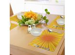 Tovagliette Vintage Abakuhaus, Sun Burst Con Effetto Mezzitoni, Stile Fumetto E Design Pop Art, Tiscjdeco In Tessuto Resistente Al Lavaggio Per La Sala Da Pranzo E La Cucina, Arancione E Giallo