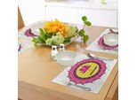 Tovagliette Abakuhaus Con Motivo A Fiori Di Loto, Motivo Circolare Ispirato Al Mandala Con Un Fiore Rosa, Meditazione Spirituale Boho, Tovaglietta Decorativa In Tessuto Resistente Al Lavaggio Per La Sala Da Pranzo E La Cucina, Multicolore