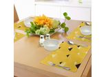 Abakuhaus Tovagliette Vintage Gialle, Triangoli Grandi E Piccoli In Diagonale Con Strisce Geometriche Retrò, Tiscjdeco In Tessuto Resistente Al Lavaggio Per La Sala Da Pranzo E La Cucina, Calendula Bianca E Nera