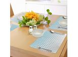 Tovagliette Abakuhaus Vintage Blu, Motivo Geometrico Verticale A Pois Che Scende In , Tiscjdeco In Tessuto Resistente Al Lavaggio Per La Sala Da Pranzo E La Cucina, Azzurro E Bianco