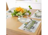Abakuhaus Tovagliette Da Campeggio Felici, Safari Van Digital Design Savana Africana Veicolo Luoghi Turistici Esotici, Tiscjdeco In Tessuto Resistente Ai Colori Per La Sala Da Pranzo E La Cucina, Multicolore