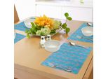 Tovagliette Abakuhaus Hamsa, Sfondo Color Sporco Con Motivo Orientale A Forma Di Mano E Fiori, Tovaglietta Decorativa In Tessuto Resistente Ai Colori Per La Sala Da Pranzo E La Cucina, Blu Navy, Bianco E Blu