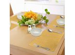 Tovagliette Abakuhaus Con Motivo A Nido D'ape, Forme Esagonali Geometriche In Giallo Vivace Con Motivo A Nido D'ape, Decorazione Da Tavola In Tessuto Resistente Al Lavaggio Per La Sala Da Pranzo E La Cucina, Giallo Calendula E Bianco.