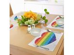 Abakuhaus Tovagliette Vintage Arcobaleno, A Forma Di Cuore Con Design Bandiera Lgbt Gay Pride Con Slogan Immagine Con Effetto Retrò, Tiscjdeco In Tessuto Resistente Al Lavaggio Per Sala Da Pranzo E Cucina, Multicolore