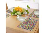 Abakuhaus Tovagliette Colorate, Patchwork Geometrico Con Motivo A Puzzle In Sequenza Ripetitiva, Tiscjdeco In Tessuto Resistente Al Lavaggio Per Sala Da Pranzo E Cucina, Multicolore