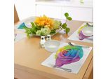 Abakuhaus Tovagliette Vintage Arcobaleno, Romantica Rosa In Fiore Con Petali Colorati, Fiore Dell'amore, San Valentino, Decorazione Da Tavola In Tessuto Resistente Al Lavaggio Per Sala Da Pranzo E Cucina, Multicolore