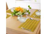 Abakuhaus Tovagliette Vintage, Disposizione Classica Con Motivi Floreali Vittoriani E Riccioli Medievali, Tiscjdeco In Tessuto Resistente Al Lavaggio Per La Sala Da Pranzo E La Cucina, Giallo E Marrone