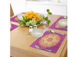 Tovagliette Abakuhaus Rainbow Mandala, Composizione Etnica Con Fiori Sbocciati, Design Mystical Oriental Petals, Tiscjdeco In Tessuto Resistente Al Lavaggio Per Sala Da Pranzo E Cucina, Multicolore