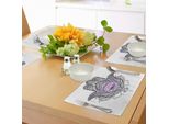 Tovagliette Abakuhaus Hamsa, Motivi Delle Culture Tribali Orientali, Motivi Cachemire E Fiori Orientali, Tovagliette Decorative In Tessuto Resistente Ai Colori Per La Sala Da Pranzo E La Cucina, Viola, Bianco E Nero.