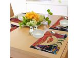 Abakuhaus Tovagliette Contemporanee, Ritratto Astratto Surreale Di Una Donna Con Capelli Ricci, Fiori E Foglie, Tovaglietta Decorativa In Tessuto Resistente Ai Colori Per La Sala Da Pranzo E La Cucina, Multicolore