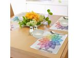 Tovagliette Abakuhaus Rainbow Mandala, Design Lotus Flower Con Motivi Caleidoscopici Astratti Multicolori, Tiscjdeco In Tessuto Resistente Al Lavaggio Per Sala Da Pranzo E Cucina, Multicolore