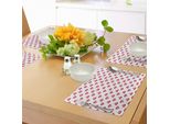 Abakuhaus Tovagliette Romantiche, Cuori Simbolo Di San Valentino Con Piccoli Pois A Tema Festivo Per Gli Innamorati, Decorazioni Da Tavola In Tessuto Resistente Al Lavaggio Per La Sala Da Pranzo E La Cucina, Corallo Scuro E Bianco