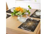 Tovagliette Abakuhaus Pentagramma, L'antico Pentagramma Mistico Medievale Su Sfondo A Raggi Radiali, Tiscjdeco In Tessuto Resistente Al Lavaggio Per La Sala Da Pranzo E La Cucina, Grigio Antracite, Bianco E Grigio
