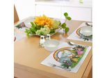 Tovagliette Abakuhaus Con Animali, Illustrazioni Di Animali Caricaturali Sotto Arcobaleno, Gorilla, Ippopotamo, Zebra, Tema Infanzia, Tiscjdeco In Tessuto Resistente Al Lavaggio Per Sala Da Pranzo E Cucina, Multicolore