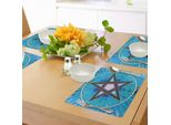 Tovagliette Abakuhaus Pentagramma, Stella Pentagramma Intrecciata Incorniciata Da Un Cerchio Su Motivo Disegnato A Mano, Tiscjdeco In Tessuto Resistente Al Lavaggio Per La Sala Da Pranzo E La Cucina, Multicolore