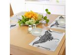 Abakuhaus Tovagliette Bianche E Nere, Ornamento Tribale Cramp Fish Disegnato A Mano, Figura Boho Etnica Artistica, Sottobicchieri In Tessuto Lavabile, Decorazione Da Tavola Con Stampa, Bianco E Nero