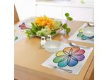 Tovagliette Abakuhaus Arcobaleno, Disegno "Fiore Della Vita"" Con Petali Colorati, Tema Feng Shui Cinese Orientale, Decorazione Da Tavola In Tessuto Resistente Al Lavaggio Per Sala Da Pranzo E Cucina, Multicolore"