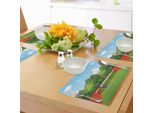 Tovagliette Sportive Per Bambini Abakuhaus, Fratellini E Sorelline, Divertimento Con Il Tennis Al Parco, Allenamento Con Gli Amici, Tiscjdeco In Tessuto Resistente Ai Colori Per La Sala Da Pranzo E La Cucina, Multicolore