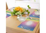 Abakuhaus Tovagliette Colorate, Fantastico Disegno Floreale In Stile Astratto Con Vivaci Colori Arcobaleno, Tessuto Lavabile E Resistente Allo Scolorimento Per Sala Da Pranzo E Cucina, Multicolore