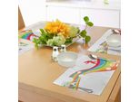 Abakuhaus Tovagliette Vintage Arcobaleno, Onda Astratta Con Silhouette Di Uomo, Cerchio, Strisce, Pois, Stile Futuristico, Tiscjdeco In Tessuto Resistente Al Lavaggio Per Sala Da Pranzo E Cucina, Multicolore