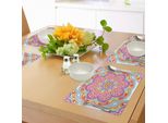 Tovagliette Abakuhaus Rainbow Mandala, Motivo Mandala Orientale Colorato Con Stelle Paisley E Pois Caleidoscopici, Decorazioni Da Tavola In Tessuto Resistente Al Lavaggio Per La Sala Da Pranzo E La Cucina, Multicolore