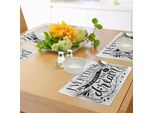Abakuhaus Tovagliette Bianche E Nere, Tutto Inizia Con Un Sogno Citazione Monochrome Stelle Foglie E Riccioli, Tiscjdeco In Tessuto Resistente Al Lavaggio Per La Sala Da Pranzo E La Cucina, Bianco E Nero