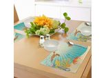 Tovagliette Abakuhaus Marine, Pesci Tropicali Granchio Tartaruga Marina Oceanic Sun Cartone Riflettente Da Spiaggia, Tiscjdeco In Tessuto Resistente Al Lavaggio Per Sala Da Pranzo E Cucina, Multicolore