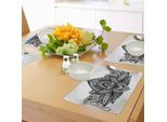 Abakuhaus Tovagliette Bianche E Nere, Zen Lotus Flower Paisley Leaves Yoga Spiritual Style Meditation Chakra, Tiscjdeco In Tessuto Resistente Al Lavaggio Per Sala Da Pranzo E Cucina, Nero E Grigio