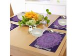 Abakuhaus Tovagliette Mandala Viola, Mandala Doodle Lace Disegnato A Mano Con Motivi Floreali, Tiscjdeco In Tessuto Resistente Al Lavaggio Per La Sala Da Pranzo E La Cucina, Viola Scuro Viola Chiaro E Lilla