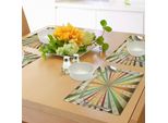 Tovagliette Vintage Abakuhaus Con Arcobaleno, Motivo Carnevalesco Con Linee Colorate E Sfondo A Stelle, Decorazioni Da Tavola In Tessuto Resistente Ai Colori Per La Sala Da Pranzo E La Cucina, Multicolore
