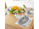 Abakuhaus Tovagliette Grigie E Bianche, Pecore Monocolore Con Disegno Doodle Farm Animal Illustration, Tiscjdeco In Tessuto Resistente Al Lavaggio Per La Sala Da Pranzo E La Cucina, Grigio Antracite E Bianco