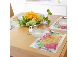 Tovagliette Abakuhaus Rainbow Mandala, Motivo Mandala Con Contorni E Cuori Paisley Su Sfondo Colorato, Tiscjdeco In Tessuto Resistente Al Lavaggio Per La Sala Da Pranzo E La Cucina, Multicolore