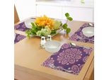 Tovagliette Abakuhaus Lila Mandala, Colorato Disegno Mandala Orientale In Tema Tradizionale Con Motivi Ripetuti, Decorazione Da Tavola In Tessuto Resistente Al Lavaggio Per La Sala Da Pranzo E La Cucina, Multicolore