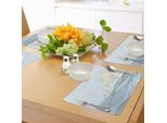 Tovagliette Abakuhaus Vintage Boot, Disegno Stilizzato Con Barca A Vela, Onde Oceaniche E Nuvole, Tiscjdeco In Tessuto Resistente Al Lavaggio Per Sala Da Pranzo E Cucina, Azzurro Crema