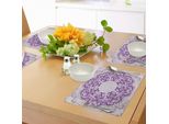 Abakuhaus Tovagliette Mandala Viola, Motivo Floreale Arabesque Round Frame Con Foglie Stilizzate, Tiscjdeco In Tessuto Resistente Al Lavaggio Per La Sala Da Pranzo E La Cucina, Viola Taupe, Viola E Perla