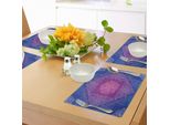 Abakuhaus Tovagliette Mandala Viola, Motivo Floreale Psichedelico Orientale In Stile Filigranato, Tiscjdeco In Tessuto Resistente Al Lavaggio Per La Sala Da Pranzo E La Cucina, Blu Notte Magenta Bianco
