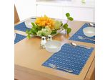 Tovagliette Abakuhaus Blu, Motivo Etnico In Stile Scribble Con Motivi Folk Ispirati All'ikat, Tiscjdeco In Tessuto Resistente Al Lavaggio Per La Sala Da Pranzo E La Cucina, Turchese, Azzurro E Blu Navy.