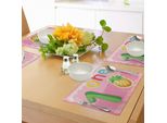 Tovagliette Abakuhaus, Primo Compleanno - Simbolo Con Ananas Bambini Camera Dei Bambini Sala Giochi Compleanno, Tiscjdeco In Tessuto Resistente Al Lavaggio Per La Sala Da Pranzo E La Cucina, Multicolore