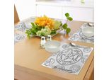 Tovagliette Abakuhaus Pentagramma, Stile Occulto, Forme Geometriche E Testi Didattici In Bianco E Nero, Decorazioni Da Tavola In Tessuto Resistente Ai Colori Per La Sala Da Pranzo E La Cucina, Bianco E Nero