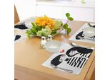 Tovagliette Abakuhaus Hipster, Tema San Valentino Coppia Romantica Di Ragazzi Innamorati Ragazza E Ragazzo Con Cuore, Decorazione Da Tavola In Tessuto Resistente Al Lavaggio Per Sala Da Pranzo E Cucina, Bianco, Nero E Rosso