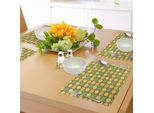 Tovagliette Abakuhaus Con Motivo Limoni, Immagini Colorate Di Limoni E Limoni Su Sfondo Tortora, Decorazioni Da Tavola In Tessuto Resistente Al Lavaggio Per La Sala Da Pranzo E La Cucina, Verde Mela, Giallo E Tortora.