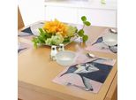 Tovagliette Abakuhaus Hipster, Illustrazione Di Un Simpatico Pinguino Vestito In Stile Retrò Con Colori Vivaci, Tiscjdeco In Tessuto Resistente Ai Colori Per La Sala Da Pranzo E La Cucina, Multicolore