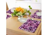 Abakuhaus Tovagliette Mandala Viola, Motivo A Mosaico Rotondo Composto Da Moduli Triangolari In Tonalità Viola Pastello, Tiscjdeco In Tessuto Resistente Al Lavaggio Per La Sala Da Pranzo E La Cucina, Multicolore