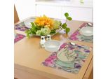 Tovagliette Abakuhaus Hipster, Icone Vintage - Mano Umana Con Baffi Su Sfondo Triangolare Dai Colori Retrò, Tiscjdeco In Tessuto Resistente Al Lavaggio Per Sala Da Pranzo E Cucina, Multicolore