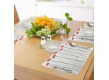 Tovagliette Abakuhaus Con Motivo Floreale, Immagine A Tema Giardino Fiorito Con Papaveri Che Sbocciano Su Steli Alti In Primavera, Decorazione Da Tavola In Tessuto Resistente Al Lavaggio Per Sala Da Pranzo E Cucina, Rosso Cinabro Verde
