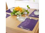 Abakuhaus Tovagliette Mandala Viola, Motivo Geometrico Scarabocchiato Con Immagine Digitale Astratta Di Fiori E Petali, Decorazione Da Tavola In Tessuto Resistente Al Lavaggio Per Sala Da Pranzo E Cucina, Grigio, Bianco E Viola