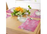 Abakuhaus Tovagliette Rosa, Disegno Poligonale Astratto Con Effetto Frattale E Triangoli In Tonalità Rosa, Tiscjdeco In Tessuto Resistente Al Lavaggio Per La Sala Da Pranzo E La Cucina, Rosa Chiaro E Rosa Shocking