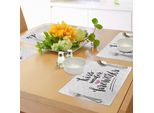 Abakuhaus Tovagliette KüSs Mich, Calligrafia Scritta A Mano Con Motivo A Cuori E Cuori Su Sfondo Con Macchie Di Rossetto, Decorazioni Da Tavola In Tessuto Resistente Al Lavaggio Per La Sala Da Pranzo E La Cucina, Bianco, Nero E Rosa