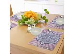 Tovagliette Abakuhaus Hamsa, Motivi Boemi Paisley Turchi Disegnati A Mano Su Strisce Anti-Sporco, Tiscjdeco In Tessuto Resistente Al Lavaggio Per La Sala Da Pranzo E La Cucina, Grigio Lilla E Blu Violetto